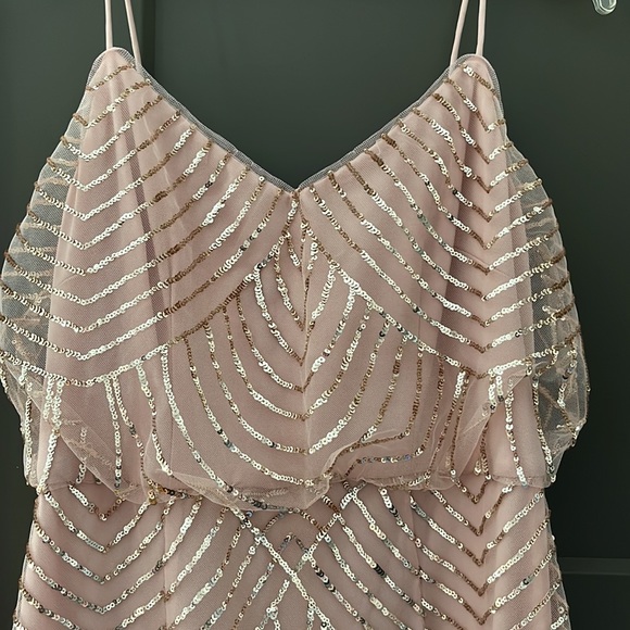 Adrianna Papell size 4 rose gold sequins blush pink dress/evening gown - Picture 1 of 5